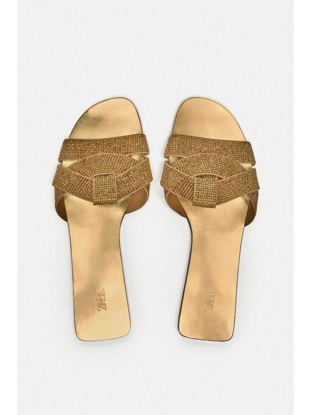 Zara Gold Rhinestone Embellished Sandals Size 35 NWT
